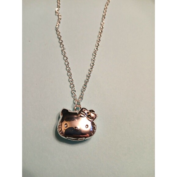 Silver Sanrio Hello Kitty Locket Pendant Necklace Opens - Picture 7 of 9